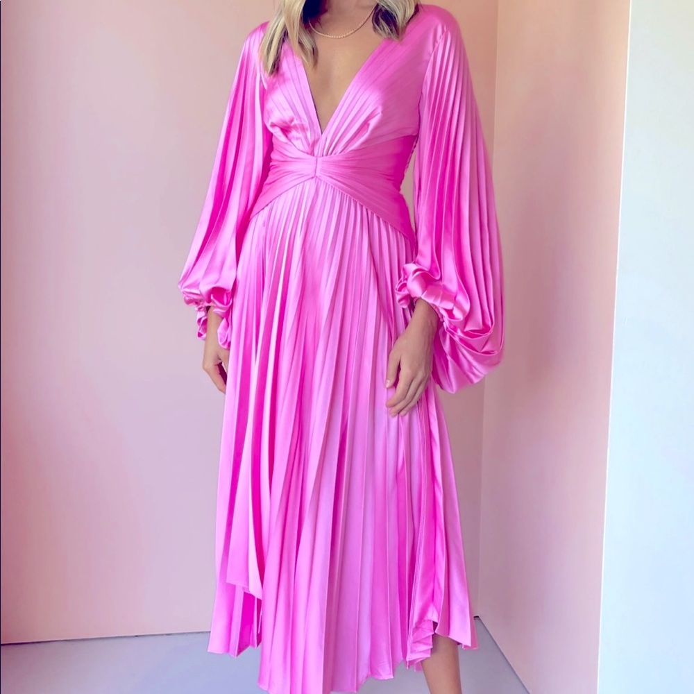 COPY - Acler Palms Pleat Dress- Confetti Pink Size 8